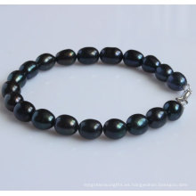 Pulsera de agua dulce negra de la perla del AAA (EB1555-1)